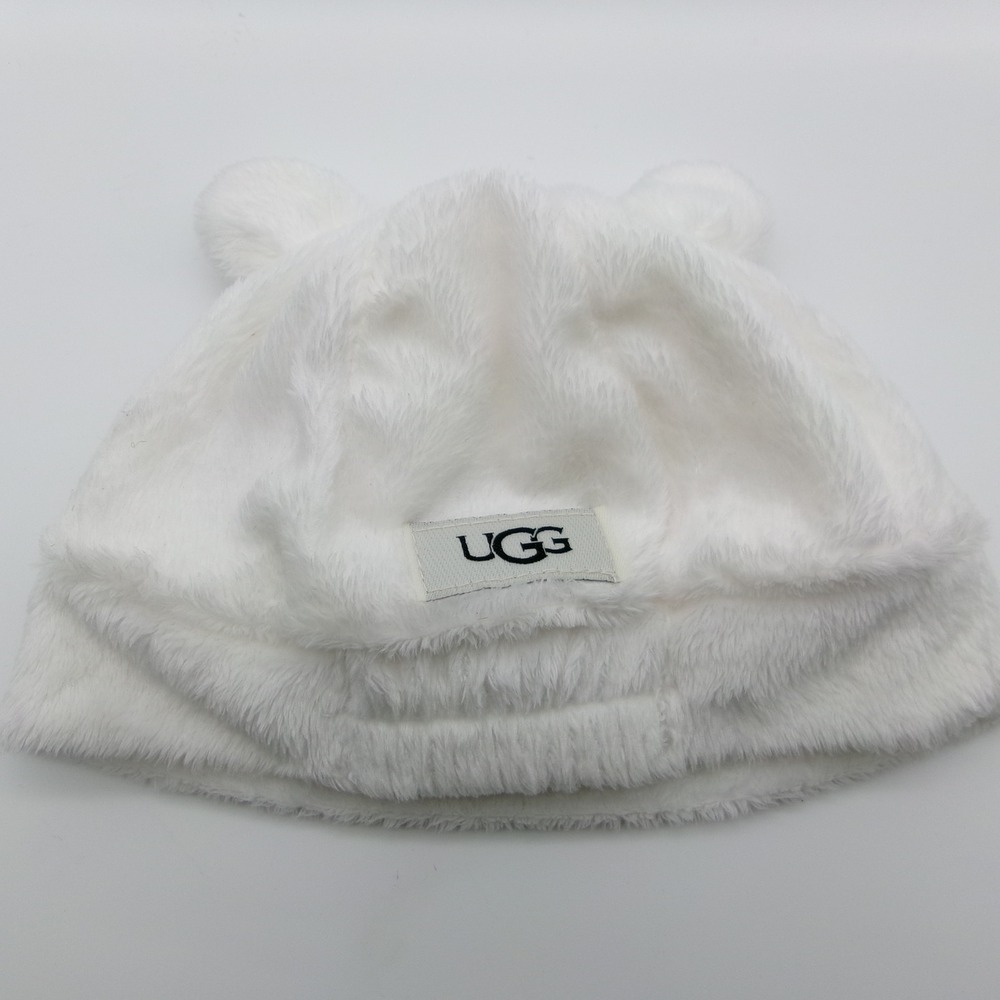 UGG Toddler Faux Fur Bear Ear Beanie White OS/TU